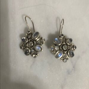 Delicate Silver Floral Earrings with Sparkling Stones